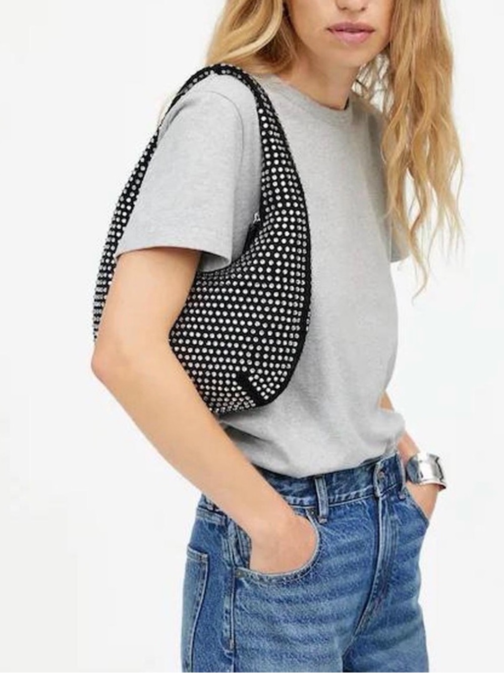 Madewell black suede crystal embellished bag - Picture 2 of 7